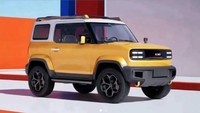 Desainnya kotak namun modern, belum diketahui apa nama dari calon SUV semi off-road terbaru dari SGMW ini. Tetapi pada bagian grille nampak emblem kiWi. Selain itu nampak logo Baojun di port pengisian daya tepat di bawah grille. Foto: Carnewschina
