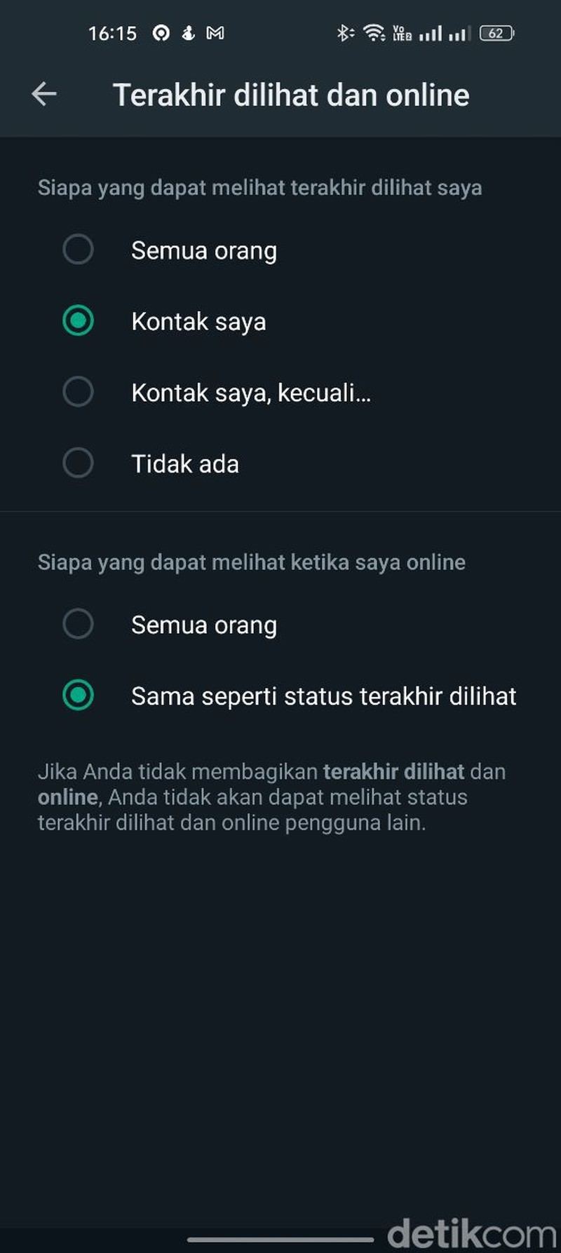 Status online WhatsApp