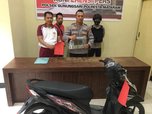 Pelaku pencurian motor di Gunungsari Kabupaten Lombok Barat NTB inisial MS (22) dibekuk, Sabtu (24/9/2022).