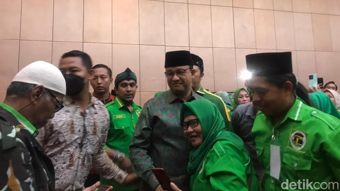 Anies tiba di acara PPP (Dwi Rahmawati/detikcom)