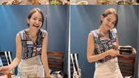 Sepertinya Enzy suka sama makanan Korea. Enzy terlihat bahagia sekali menikmati banyak makanan Korea. Foto: Instagram @enzystoria