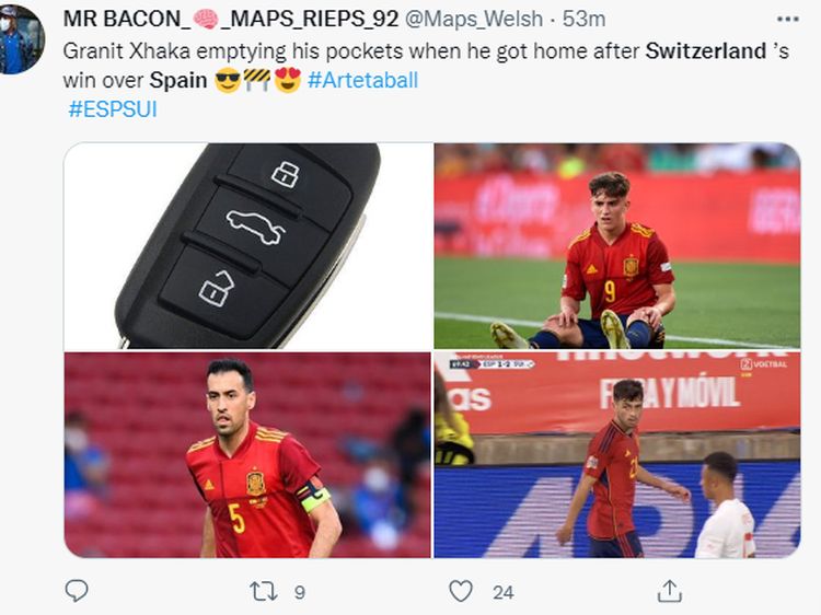 Meme Spanyol Keok dari Swiss, Xhaka Menang Banyak nih!