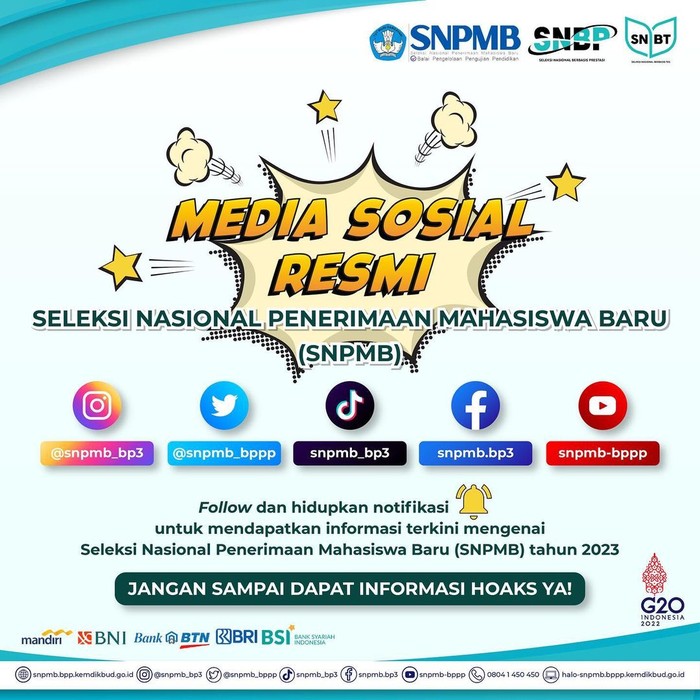 Akun resmi SNMPB BP3 di di Instagram @snpmb_bp3