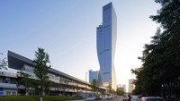 Fasadnya yang membentuk dua lengkungan menciptakan kesan bahwa gedung ini sedang diputar atau seperti sedang menari. Foto: Dok. Arch-Exist