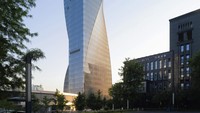 Tinggi gedung ini mencapai 180 meter dan memiliki fasad bengkok. Letaknya di Xingfu Plaza di distrik Jiangbei, Chongqing. Foto: Dok. Arch-Exist