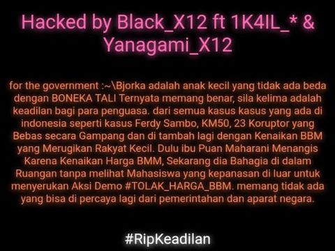 Penampakan halaman situs Pemprov Sultra saat diretas Bjorka.