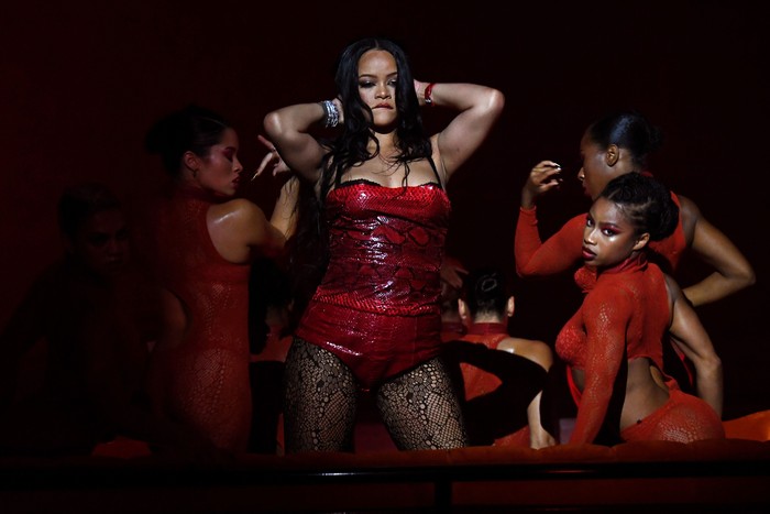 Rihanna LOS ANGELES, CALIFORNIA - SEPTEMBER 23: In this image released on September 23, Rihanna is seen during Rihanna's Savage X Fenty Show Vol. 3 presented by Amazon Prime Video at The Westin Bonaventure Hotel & Suites in Los Angeles, California; and broadcast on September 24, 2021. (Photo by Kevin Mazur/Getty Images for Rihanna's Savage X Fenty Show Vol. 3 Presented by Amazon Prime Video)