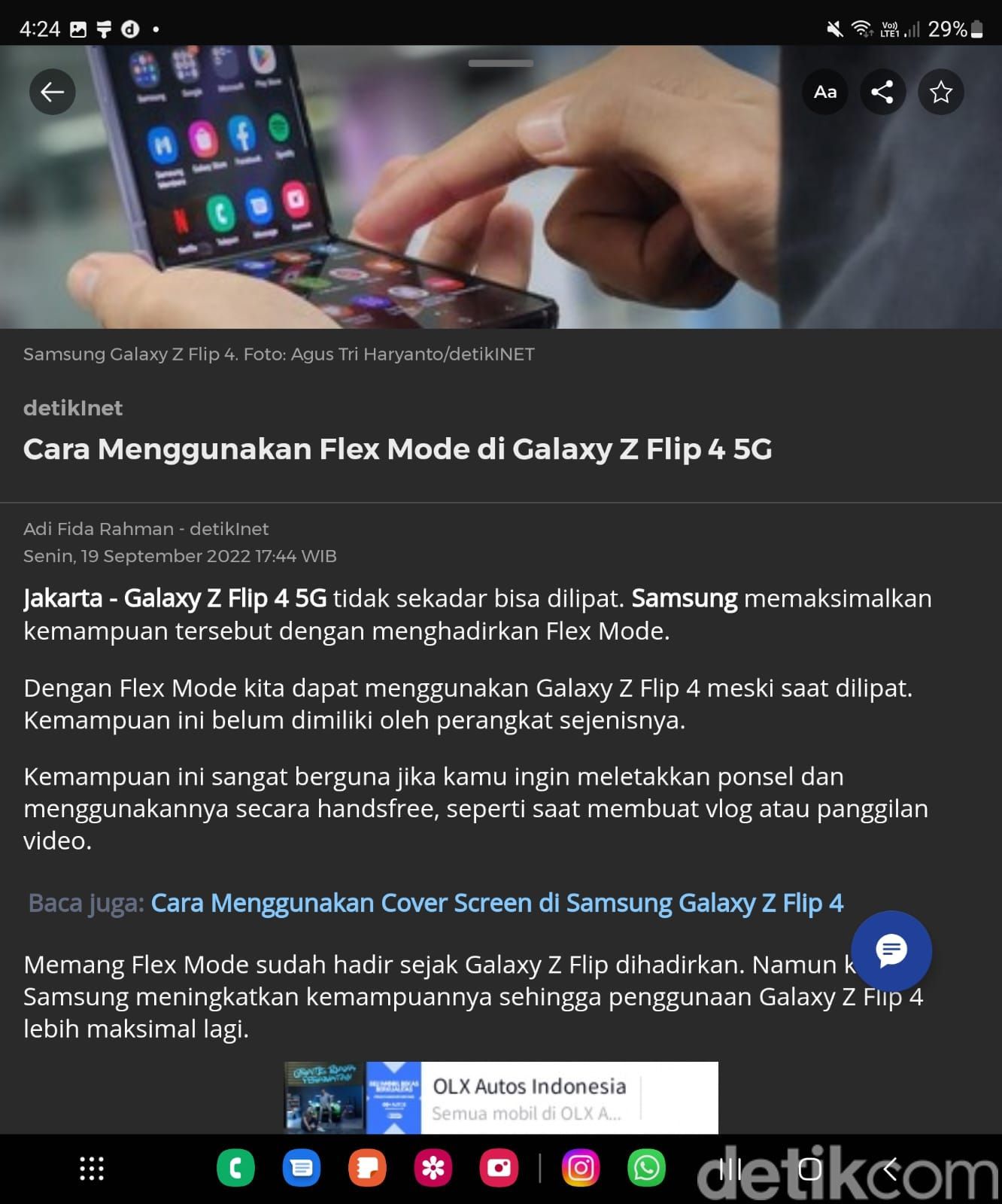 Cara multitasking pakai fitur taskbar di Samsung Galaxy Z Fold 4