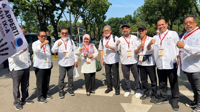 Aksi penolakan RUU Sisdiknas yang digelar Aptisi-Apperti di Kemendikbudristek Jakarta