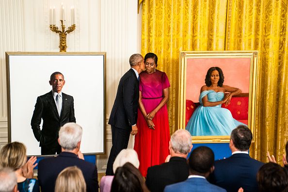 WASHINGTON, DC  Former President Barack Obama and his wife former first lady Michelle Obama unveiled their official White House portraits during a ceremony in the East Room of the White House.(Photo by Demetrius Freeman/The Washington Post via Getty Images)