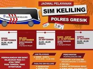 Catat Rek, Lokasi Mobil SIM Keliling Gresik Sabtu 1 Oktober 2022