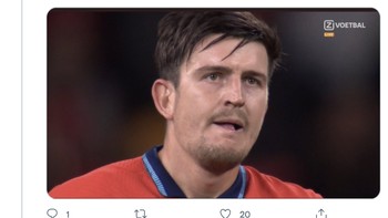 Tampil sebagai starter, Maguire dipercaya untuk mengawal pertahanan Inggris saat bersua dengan Jerman. Namun bukan menjaga, justru Maguire tampil ceroboh. Foto: Twitter