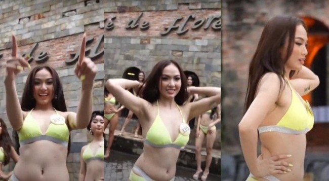 Meski memiliki perut yang lebih berisi dibandingkan finalis Miss Grand Vietnam 2022 lainnya, finalis asal Thanh Hoa ini tetap tampil percaya diri saat penjurian baju renang. Foto: Dok. Miss Grand Vietnam Facebook