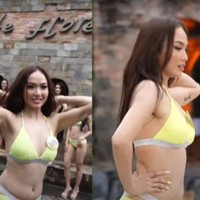 Meski memiliki perut yang lebih berisi dibandingkan finalis Miss Grand Vietnam 2022 lainnya, finalis asal Thanh Hoa ini tetap tampil percaya diri saat penjurian baju renang. Foto: Dok. Miss Grand Vietnam Facebook