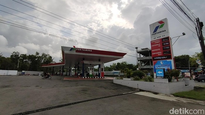 SPBU Sindutan, Temon, Kulon Progo, DIY, yang disasar pelaku pencurian uang. Foto diambil Selasa (27/9/2022).
