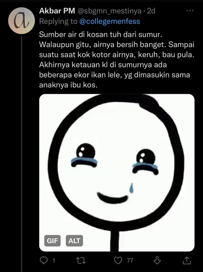 Niat mandi supaya wangi tapi karena airnya gitu sih bisa-bisa malah jadi bau amis. Ada yang pernah kos dan bermasalah dengan airnya juga? Foto: Twitter