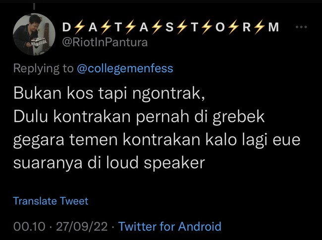 Kalau yang ini sih nggak patut ditiru yaa.. Kalau kamu yang mengalami ini kira-kira mau pindah kontrakan apa nggak? Foto: Twitter