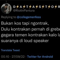 Kalau yang ini sih nggak patut ditiru yaa.. Kalau kamu yang mengalami ini kira-kira mau pindah kontrakan apa nggak? Foto: Twitter