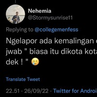 Jawabannya sungguh bikin speechless sekaligus mengundang emosi yaa.. Tapi nggak apa-apa, memang hal itu ‘biasa di kota-kota besar’. Foto: Twitter