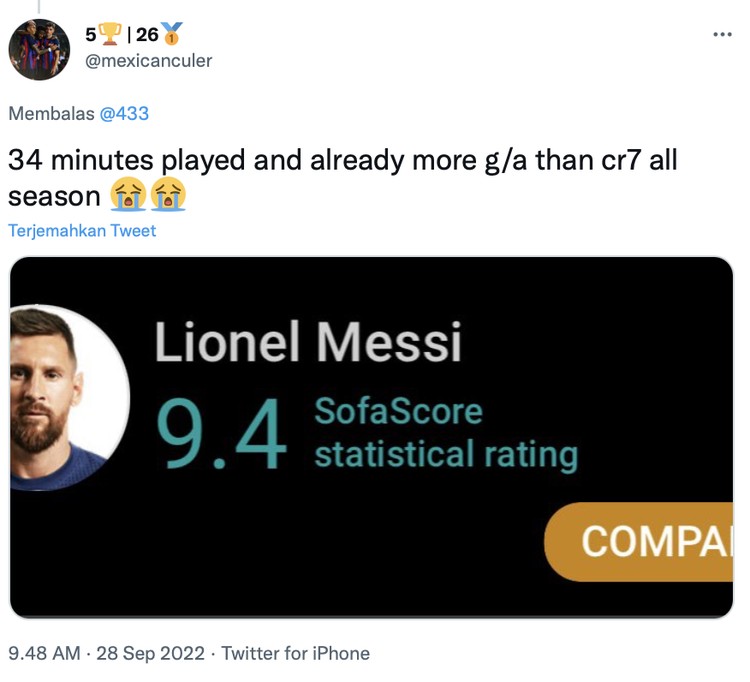 Lionel Messi berhasil membawa Argentina meraih kemenangan dengan dua golnya, di sisi lain Cristiano Ronaldo masih susah payah untuk balik ke performa terbaiknya hingga Portuga menelan kekalahan.