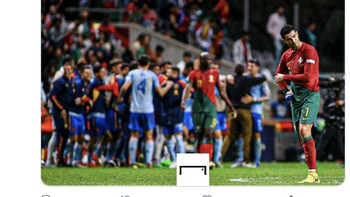 Ronaldo gagal mengangkut Portugal ke partai semifinal Nations League setelah dikandaskan oleh Spanyol. Foto: Twitter