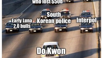 Meme Do Kwon dikejar Interpol, aparat Korsel sampai para investor Terra Luna yang rugi besar. Foto: Twitter