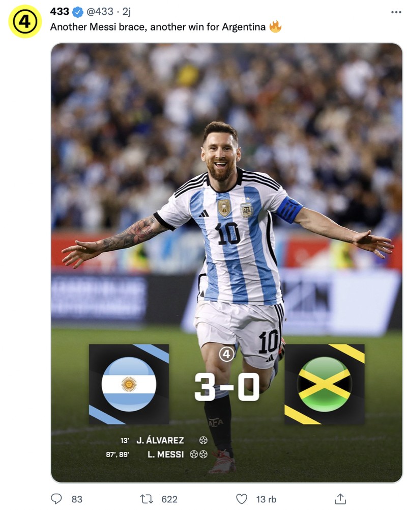 Lionel Messi berhasil membawa Argentina meraih kemenangan dengan dua golnya, di sisi lain Cristiano Ronaldo masih susah payah untuk balik ke performa terbaiknya hingga Portuga menelan kekalahan.