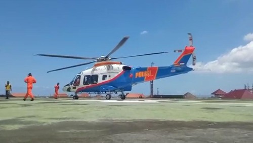 Uji coba helipad atau landasan untuk helikopter tanpa pasien serangkaian persiapan KTT G20 Bali di Gedung Poliklinik Jantung Terpadu RSUP Prof Ngoerah, Jalan Diponegoro, Denpasar, Bali pada Selasa (27/9/2022) siang