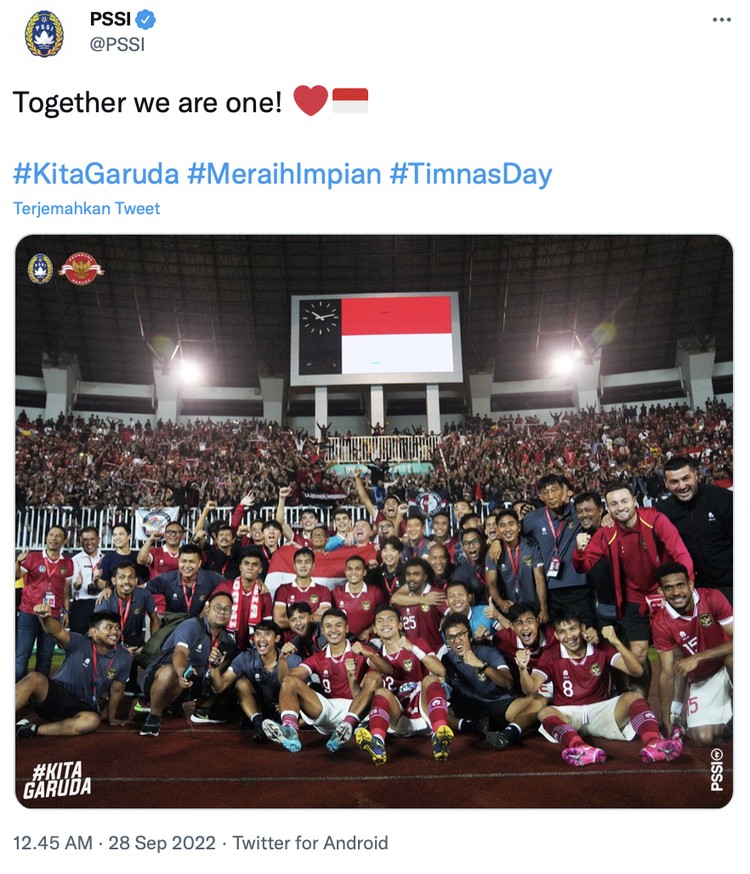 Timnas Indonesia meraih kemenangan kedua atas Curacao pada FIFA Matchday di Stadio Pakansari, Kabupaten Bogor, Selasa (27/9).