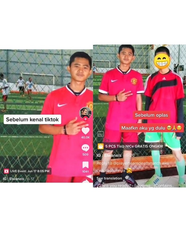 Awal mula TikTok-an tahun 2021 di bulan Mei. Pas awal-awal Corona membludak pekerjaan terakhir pas itu karyawan pabrik handphone, ujar Elwan yang kini sibuk membuat konten di TikTok. Foto: Dok. TikTok @sielwan_.