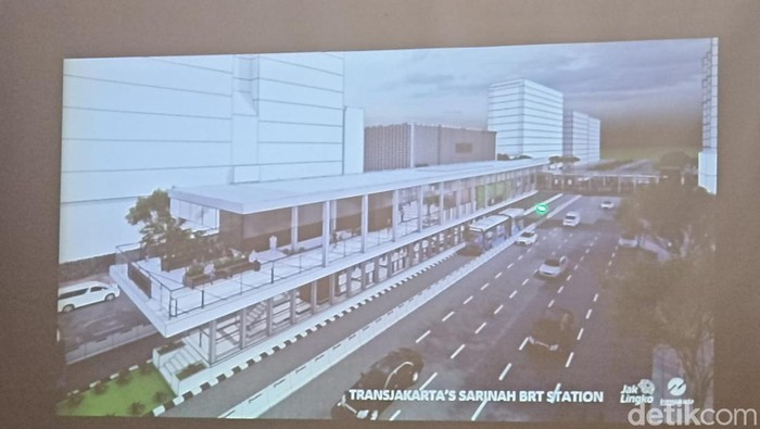 Desain Halte Bundaran HI Transjakarta yang dipaparkan pihak PT Transjakarta. (Tiara Aliya Azzahra/detikcom)