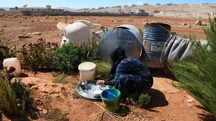 Several cases of cholera were recorded in northwestern Syria, where pictures show pools of contaminated water in front of tents for the displaced in the town of Kafr Losin in Idlib governorate, northeastern Syria, on September 28, 2022. Cholera is generally contracted from contaminated food or water and spreads in residential areas that lack proper sewerage networks or mains drinking water. (Photo by Rami Alsayed/NurPhoto via Getty Images)