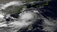 Posisi ke-9 ada Topan Usagi. Topan kategori 4 ini memiliki diameter seluas 1.110 k  persegi pada 2013 lalu. Getty Images