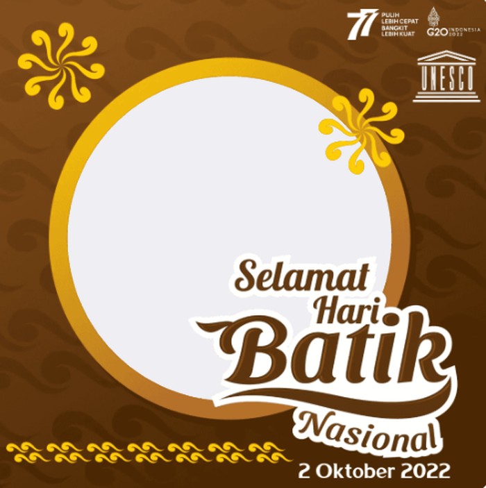 Twibbon Hari Batik 2022 bisa digunakan untuk memeriahkan peringatan nasional tersebut. Hari Batik Nasional 2022 diperingati pada tanggal 2 Oktober 2022.