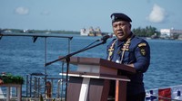 Kapal Negara Patroli tersebut diresmikan secara simbolis oleh Direktur Kesatuan Penjagaan Laut dan Pantai (KPLP) Capt. Mugen S. Sartoto mewakili Direktur Jenderal Perhubungan Laut. Foto: Dok. Kemenhub