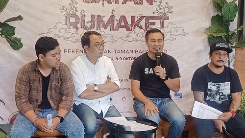 Konferensi pers Sayan Rumaket di The Ambengan Tenten, Jumat (30/9/2022).