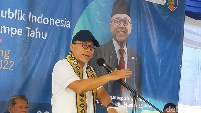 Menteri Perdagangan Zulkifli Hasan di Bandar Lampung. (Tommy Saputra/detikSumut)