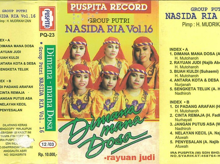 Nadhiroh di cover album Nasida Ria Vol.16.