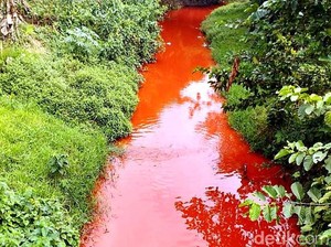 Ini Penyebab Air Sungai di Karawang Berwarna Merah Darah