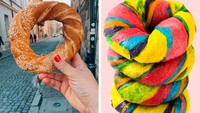Bagel jadi salah satu menu favorit Starbucks di berbagai negara. Namun di Australia ada bagel unik yang warnanya pelangi dan amat cerah. Foto: Bright Side