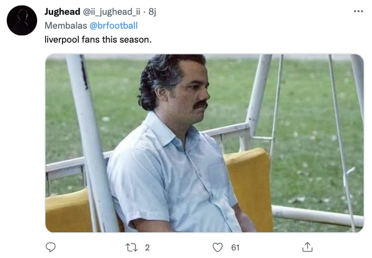 Meme Virgil van Dijk iseng edit netizen mirip Harry Maguire karena penampilannya yang burusak saat membela Liverpool.