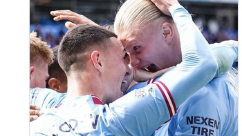 MU tak berdaya digempur Man City hingga enam gol bersarang ke gawang David de Gea. Foto: Twitter