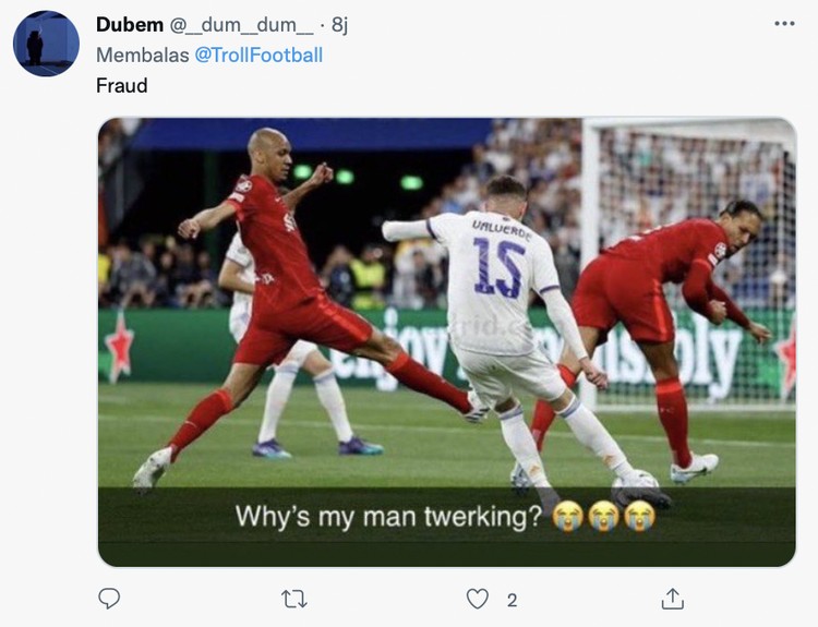 Meme Virgil van Dijk iseng edit netizen mirip Harry Maguire karena penampilannya yang burusak saat membela Liverpool.