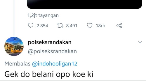 Tangkapan layan Twitter Polsek Srandakan.