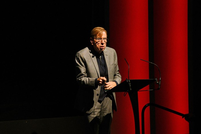 1243676006 LONDON, ENGLAND - OCTOBER 02: Timothy Spall speaks onstage during