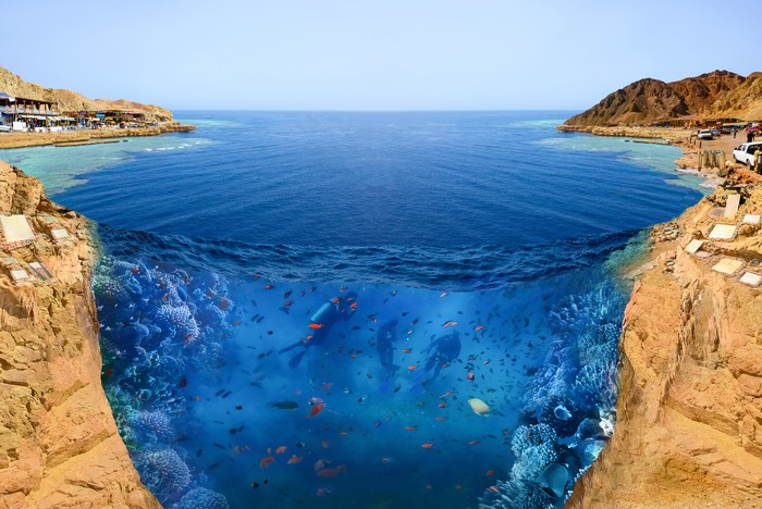 Famous diving site - Blue Hole in Egypt, where more than 100 divers died