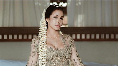 7 Potret Estelle Linden Nikah Pakai Kebaya Terinspirasi Kepakan Sayap Merpati