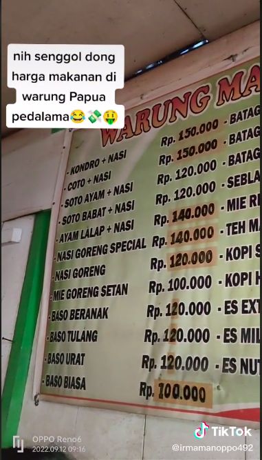 Harga makanan di Papua