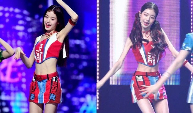 Wonyoung IVE menjadi perbincangan karena penampilannya di salah satu acara musik. Dia terlihat sangat kurus hingga tulangnya terlihat jelas saat manggung. Foto: dok. Pann
