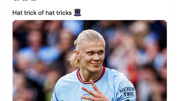Dalam 3 pertandingan kandang terakhir Manchester City, Haaland mencetak hattrick. Foto: Twitter